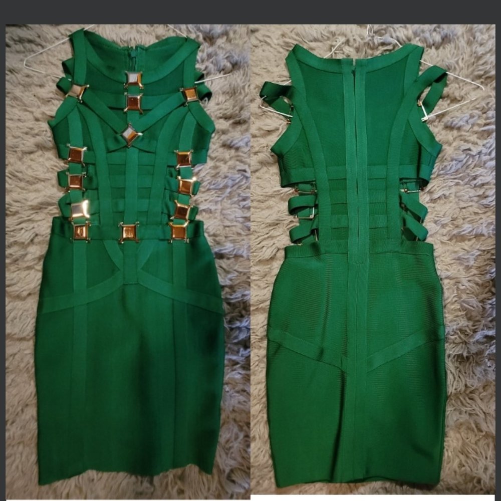 Green Bodycon Bandage Mini Dress